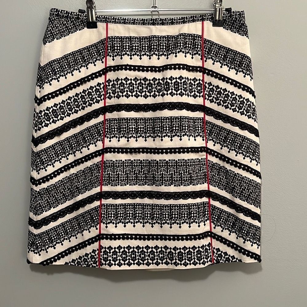Tabitha Women's Black And White Fair Isle Geometric Pencil Skirt